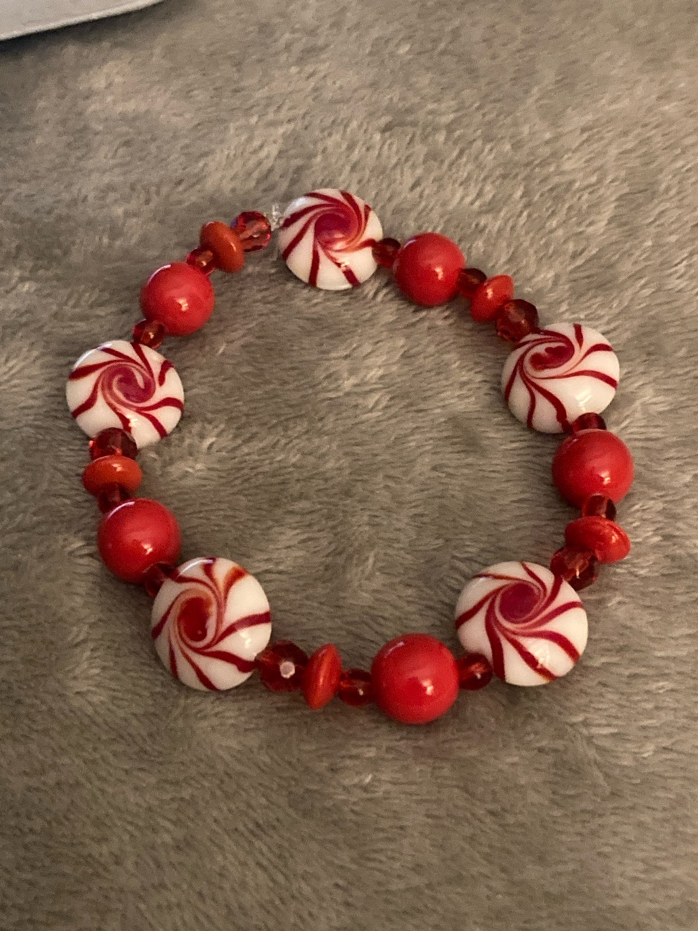 Christmas peppermint candy bracelet